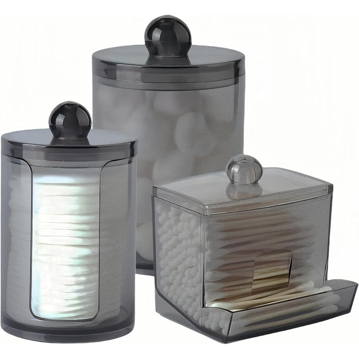 Диспенсер для ватних дисків та паличок з PET, чорний. Організатор для косметики та макіяжу.