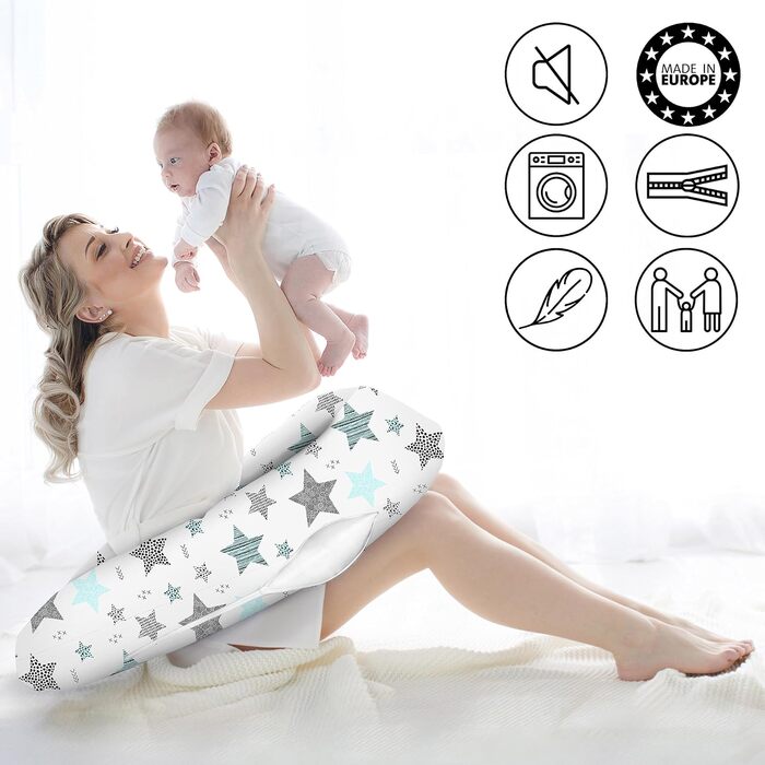 Подушка для вагітних Amilian Stillkissen 170 см XXL - подушка для сну на боці, підтримка тіла, Body Pillow для годування (Тюрковий)
