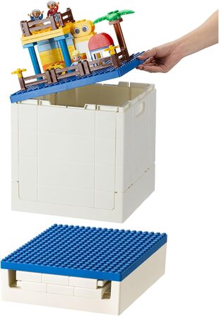 Складна коробка для зберігання з кришкою-платформою для Duplo, 25 л, SHIMOYAMA, синя, для конструктора Lego Duplo, пластиковий контейнер, штабельований, багатофункціональний