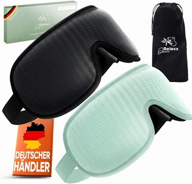 Жіноча маска для сну – дихаюча, зручна, м'яка, з 3D-поглибленням для очей, з memory foam (чорний/бірюзовий)