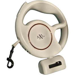 Леєчка для собак з LED-підсвічуванням, 3м, тримач для відходів, світловідбивачі, білий/рожевий, до 10кг