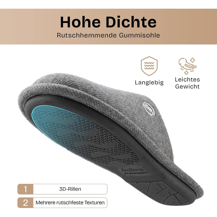 Чоловічі в'язані домашні тапочки EverFoams з Memory Foam (40/41 EU, Темно-сірий)