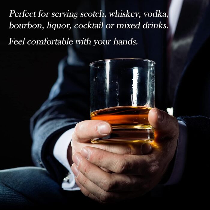 Склянки CRYSTALIA Premium Whiskey, набір 6 шт, 305 мл, без свинцю. Склянки для віскі, коктейлів, бурбону, скотчу, коньяку, ірландського віскі. Набір склянок для бару.