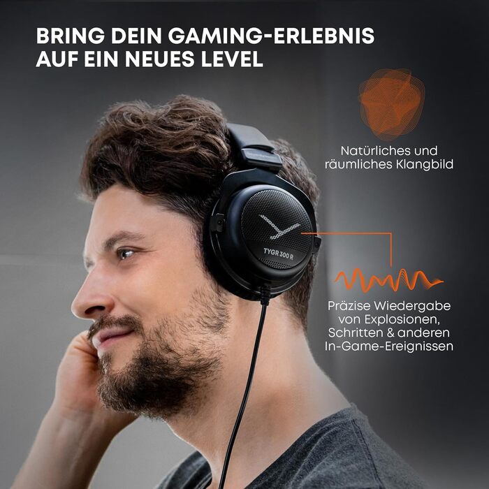 Beyerdynamic TYGR 300 R: Ігрова навушник, відкритий тип, з кабелем, чорний, сумісний з PS4, PC, Xbox, Nintendo