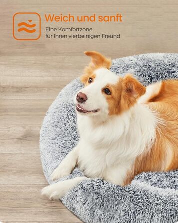 Кругла лежанка для собак та котів Feandrea, м'яка, з подушкою, 60 см, Ombré-Gray, PGW038G01