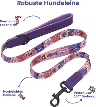 Набір повідка та нашийника для собак, регульований, для щоденних прогулянок, фіолетовий, XS (22-30 см, 1.5 м)