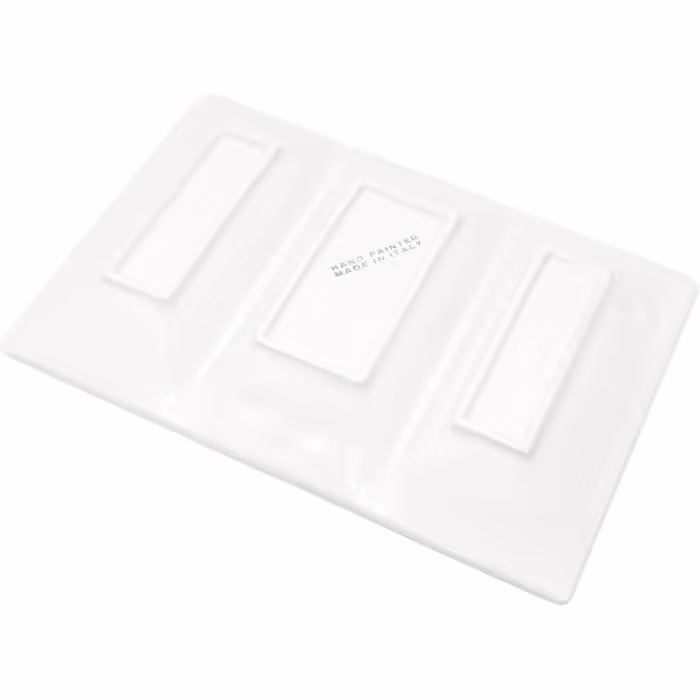 Handmade Rectangular Serving Platter made of Italian Ceramics in Olive Design, Three-Piece Serving Tray 31x21 cm