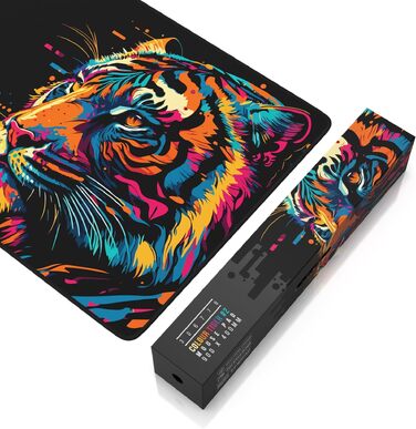 Ігровий килимок для миші CSL XXL Gaming Mousepad (900x400 мм), Alchemy Colour Tiger 2 — великий килимок на весь стіл для Razer, Logitech, Roccat