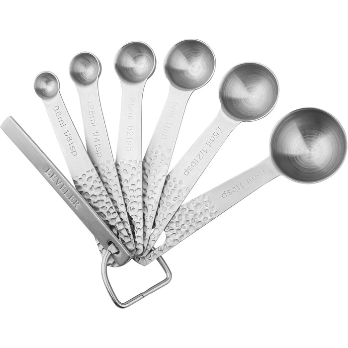 Measuring cup and spoon set, 18/8 stainless steel, measuring cups and spoons for baking and kitchen use, metric and US metal measuring cups and spoons for dry and liquid ingredients