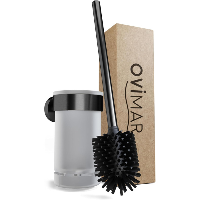 Набір для чищення унітазу Ovimar Finnkona з кріпленням на стіну без свердління | Силіконова щітка для унітазу | З вентиляцією | З порошковим покриттям з нержавіючої сталі | Замінний насадок для унітазу