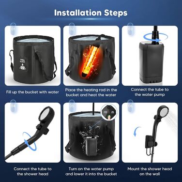 Портативний душ Campingdusche з акумулятором 6000 mAh, насосом та шлангом 200 см для кемпінгу, саду, авто, тварин, пляжу та подорожей