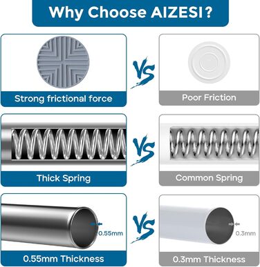 Штанга для штор без свердління AIZESI 60-120 см, телескопічна, срібна, 1 шт. - для вікна, шафи, ванної кімнати