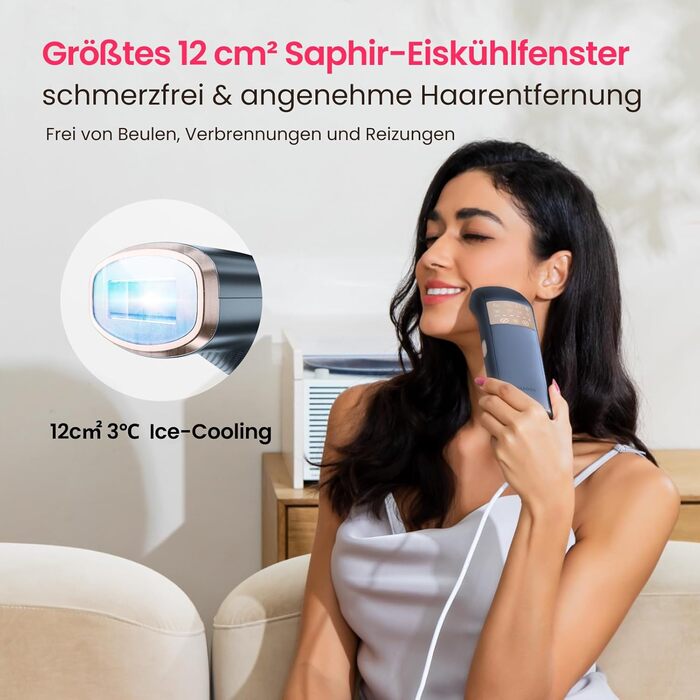 Пристрій для епіляції IPL, 25J, трипульсний лазер, для жінок та чоловіків, безболісна технологія охолодження сапфіром, довготривалий ефект для бікіні, ніг, пахв та тіла (темно-синій)