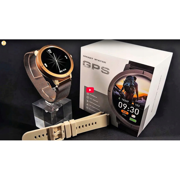 Смарт-годинник JG JGR76 для жінок, AMOLED, GPS, золотий