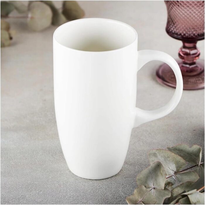 Набір чашок для чаю та кави Wilmax - 2 шт. (630 мл) - порцелянові чашки з ручками, білі