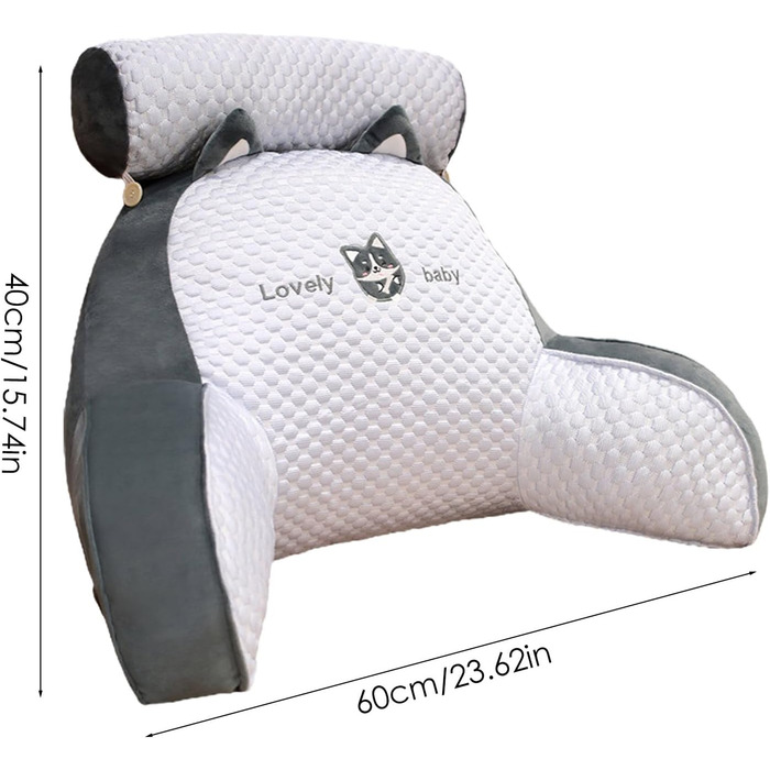 Подушка для спини з підлокітниками для ліжка, подушка для читання, 60x40 см