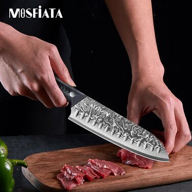 Ніж кухарський MOSFiATA Дамаск 8 дюймів - Японський кухонний ніж з дамаської сталі з набором (3 шт.)