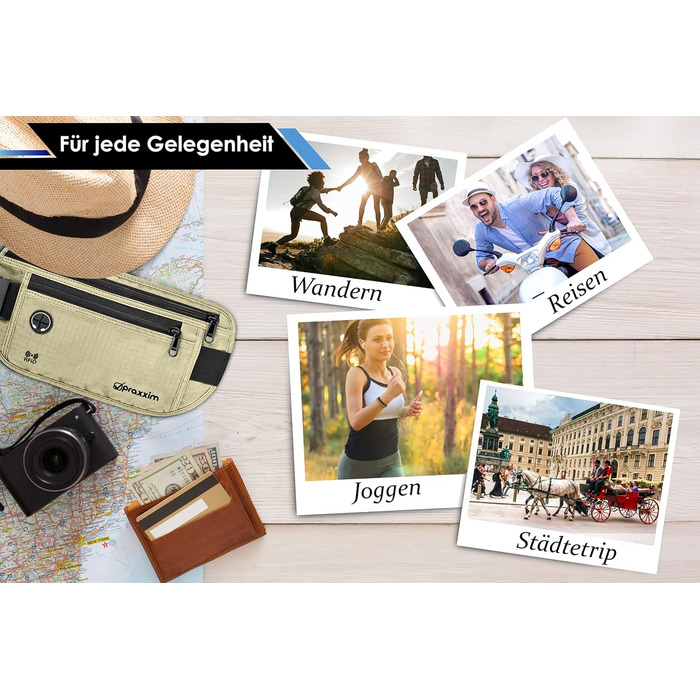 Чоловіча та жіноча бананка - ультратонкий дизайн - для телефонів до 7 дюймів - поясна сумка для спорту, подорожей та бігу (Бежева)