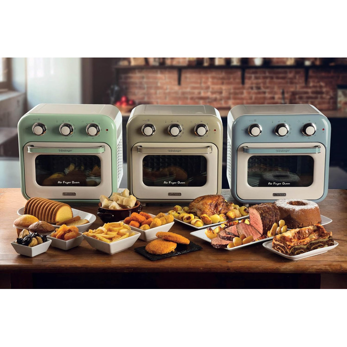 Аерофритюрниця та духовка Ariete 4632 Vintage 2в1, 1400 Вт, 16 л, таймер 60 хв, подвійне скло, аксесуари, бежева
