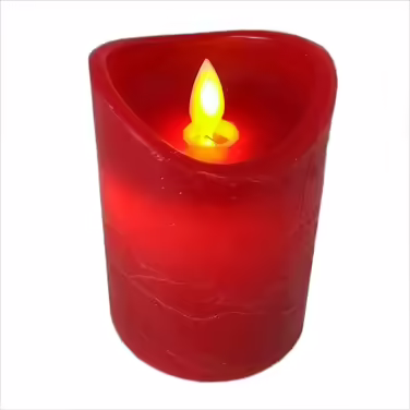 ToCi LED Candles Red Ø 7.5 x 15 cm - Set of 4 flameless real wax candles - with moving flame and timer - Advent candles, grave candles