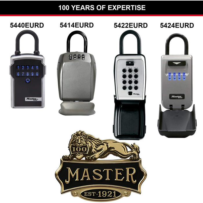 Сейф для ключів Master Lock з кріпленням на стіну, зовнішній, 12.6 x 7.2 x 5.2 см, з підсвічуванням та бугелем