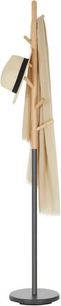 IDIMEX Clothes Rack Enrico, Elegant Standing Coat Rack with 6 Hooks, Beautiful Coat Stand made of Metal and Pine Wood in White/Natural (Grey/Natural)