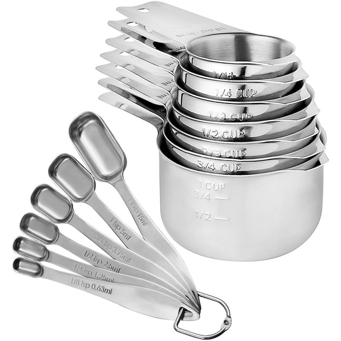 Measuring Cup Set, 13-Piece Set, Measuring Cups, Kitchen Measuring Cups, Stainless Steel Handle, for Cooking, Professional Utensil