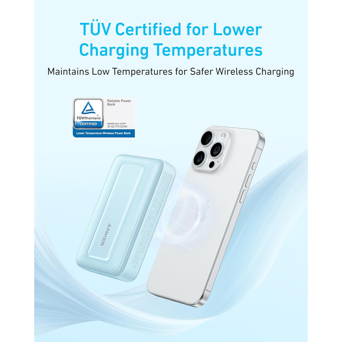 Anker Zolo Powerbank магнітна, 10000mAh, 30W, бездротова зарядка, для iPhone 17/16/15, AirPods, чорна