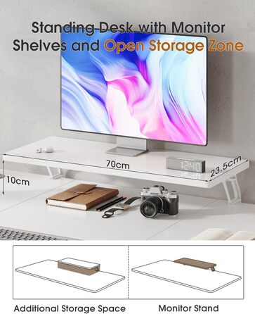 TriumphKey Adjustable Height Standing Desk with Monitor Stand - Electric Ergonomic Desk, 120x60cm White