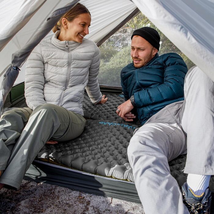 Каремат туристичний Naturehike Thermal 3.5R, самонадувний, 4 сезони (-6°C), з надувною сумкою, для кемпінгу, військовий камуфляж, прямокутний, XL