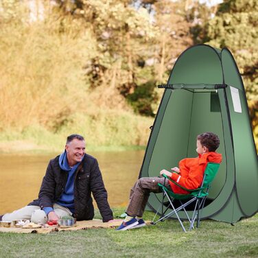 Намет для душу HOMASIS Pop up, зелений, 120x120x190 см - переносний, для кемпінгу, з кишенькою