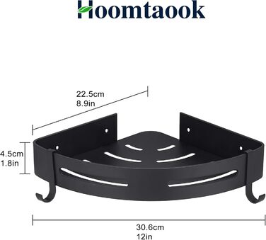 Hoomtaook Shower Corner Shelf, Shower Basket, Shower Shelves, No Drilling Required for Bathroom, Matte Finish, Bathroom Shelf, 2 Pieces Black