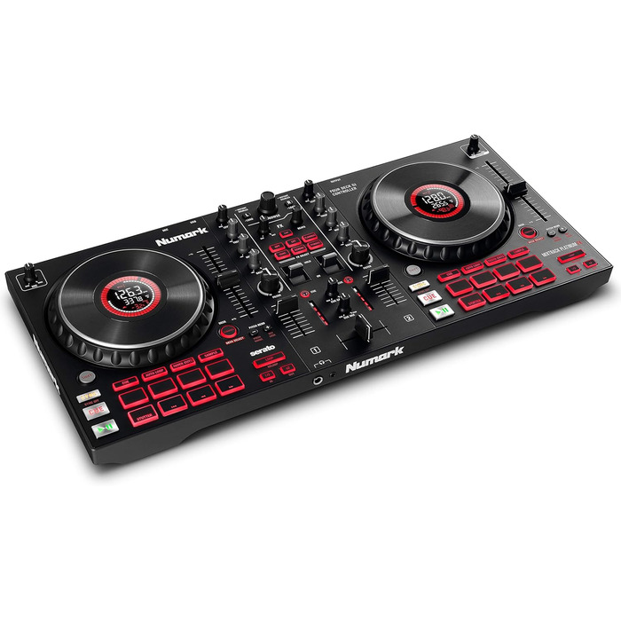 DJ контролер Numark NS4FX: 4 канали, Touch-Jogwheels, Pads, ефекти, Serato DJ Lite, чорний