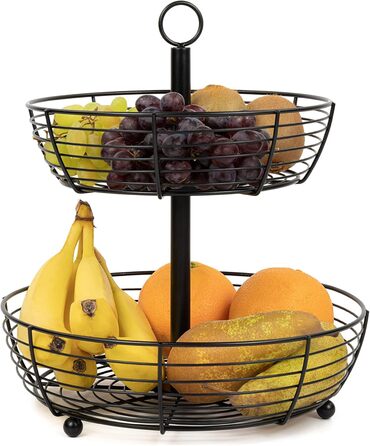 Стійка для фруктів Auroni Infinite 2 яруси, чорний матовий, діаметр 29 см, висота 33 см