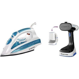 Набір Russell Hobbs: праска 2600Вт, 70 г/хв пар, 210 г паровий удар, модель 20562-56 + ручний парогенератор Steam & Fold 26740-56 (складний, компактне зберігання кабелю)
