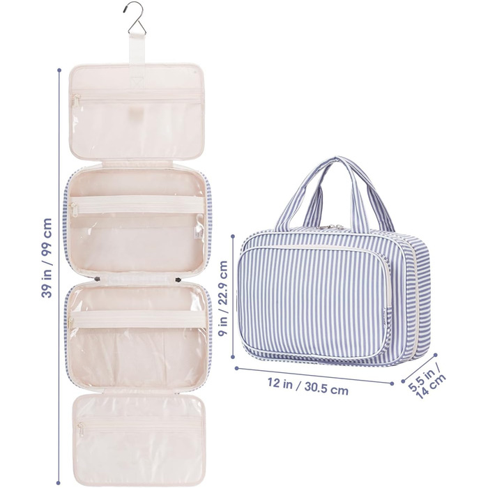 Набір для гігієни Narwey для дівчаток: велика косметичка/валіза для душу з сіткою, зелено-блакитна, L