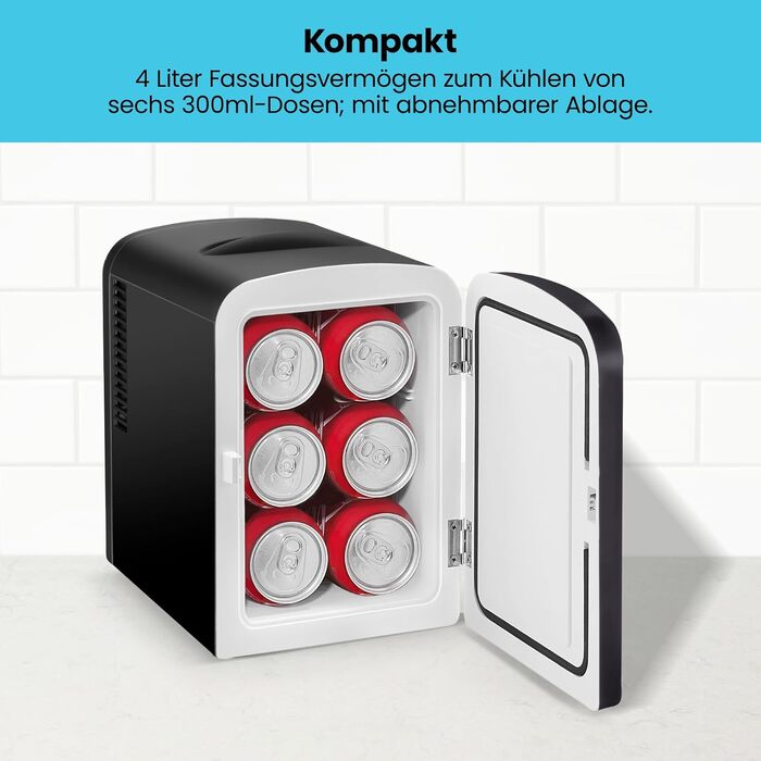 Chefman Iceman Міні-холодильник: 4 літри, охолодження та підігрів, 6 відділень для косметики, перекусів, AC/DC живлення, для дому/авто/спальні