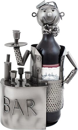BRUBAKER Wine Bottle Holder Bartender Metal Sculpture with Gift Card