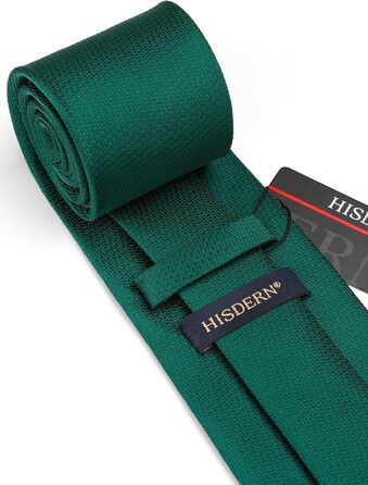 HISDERN Комплект краватки для весілля: краватка в клітинку, нагрудна хустинка, краваткова застібка, ґудзики для краватки (темно-зелений)