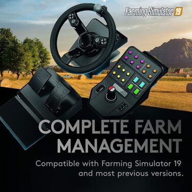 Контролер Saitek Farm Sim від Logitech G для Farming Simulator: кермо, панель керування, педалі газу та гальма, 900° оберт, 38+ кнопок, USB, PC/Mac - Чорний
