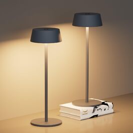 Акумуляторна LED настільна лампа Klighten з димером, сенсорна, металева, сріблясто-антрацитова (3000K) для спальні, ресторану