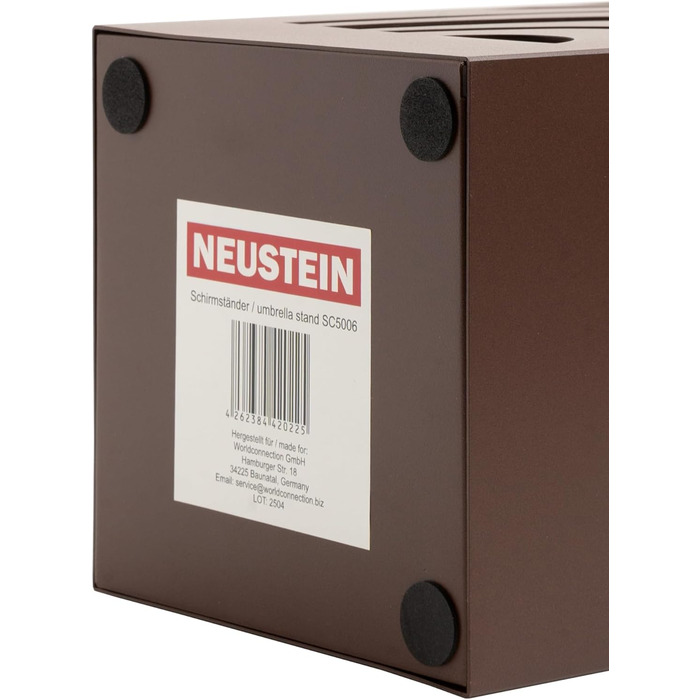 Металевий підставка для парасоль під сучасний дизайн для дому та офісу, квадратна, з 2 гачками та знімними піддонами для води, 15,5x15,5x49см, колір: іржаво-коричневий