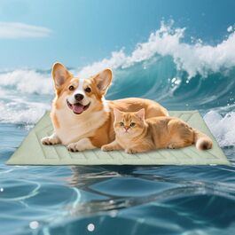 Кілим-охолодження для собак UIQELYS, зелений, без гелю, з тканини та велюру, миється, 45x75 см