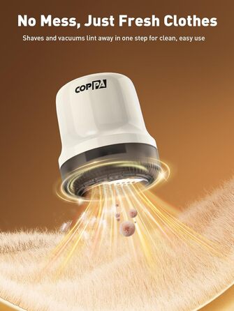 Електричний видальник ворсу для одягу та меблів COPPA, 6 лез, 3 швидкості, з індикатором заряду акумулятора