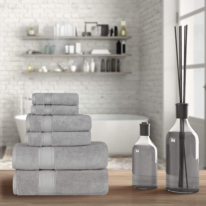 Набір рушників для ванної NOVA Luxury Linen готельного якості, турецька бавовна, 6 предметів, колір Mirage Grey