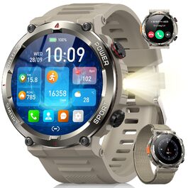 Смарт-годинник Blackview Khaki: IP68, 100 днів роботи, компас, Bluetooth-дзвінки, моніторинг серця та сну, 100+ спортивних режимів, сумісний з Android/iOS