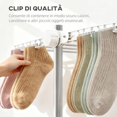 Сушарка для білизни HOMCOM Tower, 4 рівні, з колесами, біла - 142x55x172 см