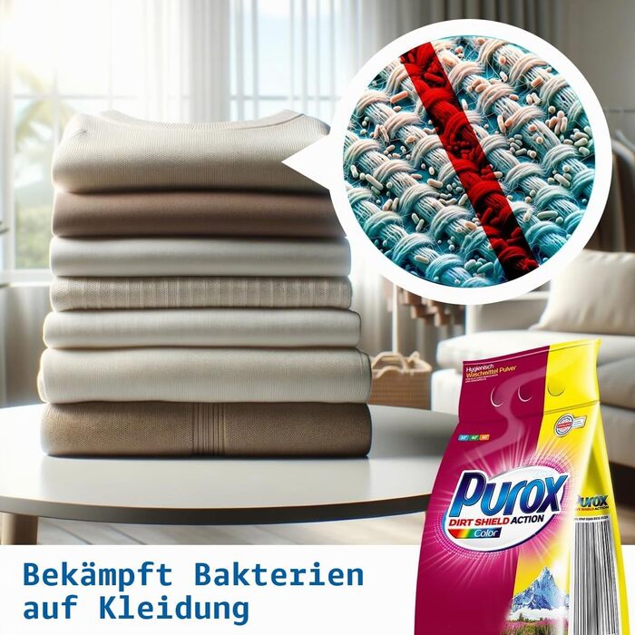 Пральний порошок для кольорових речей PUROX Color, 10 кг, 142 прання, у м'якій упаковці