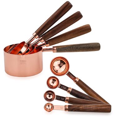 Набір мірних чашок та ложок Rose Gold, 8 шт. для випічки та приготування їжі
