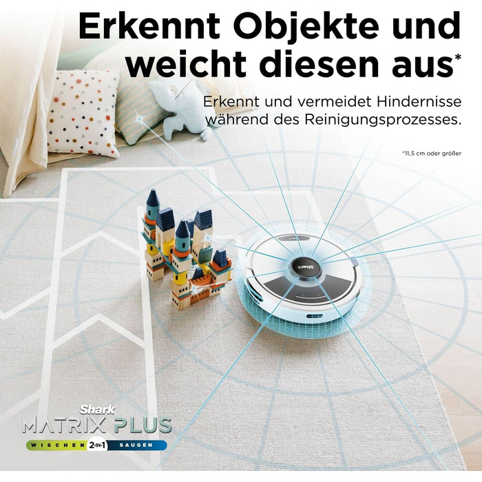 Робот-пилосос Shark Matrix Plus 2-в-1 з функцією миття та станцією самоочищення, самостійно очищається, для шерсті тварин, килима та твердих підлог, 14,5 см (стандартний, білий)